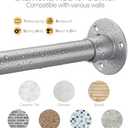 Corner Shower Curtain Rod, Diamond Shaped [Both Sides: 22" - 34.8", Middle: 28" - 43.7"] Adjustable Bathroom Bathtub Shower Rod with 12 Hooks & Ceiling Support - Silver Gray