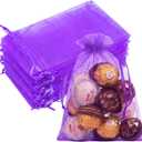 50 PCS Purple Organza Bags 5x7, Small Gift Bags Mesh Pouches Drawstring for Jewelry Candy Goodie Sachet Treats Mother's Day Wedding Birthday Baby Shower Party Favors Gifts Wrapping