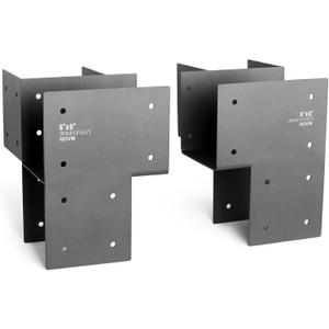 2 Pack 6''x6'' (Actual Size 5.5''x5.5'') Heavy Duty Stainless Steel Corner Post Caps Tie Bracket, Fit Connecting Wood Gazebo, Deck Patio Post and Wood Beams Bracket. (Black)