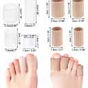 16PCS Silicone Toe Sleeves Gel Corn Protectors Toe Tube Cushions with 4 Size, Soft Corn Pads Covers for Women Men Pain Relief, Calluses, Blisters, Bunion, Hammer (8gel+8nylon)