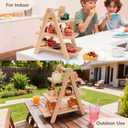 3 x 3-Tier Dessert Stand, 5.9" Extra-Wide Shelves, Natural Clear-Coated Finish, Stable & Easy-Clean Cupcake Holder for Afternoon Tea, Fruit, Snacks, Party Display