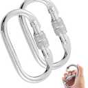 Heavy Duty Climbing Carabiner, Rated 25kN(5620lbs), Screw Locking Carabiner Clip, Oval Shape Carabiner for Rappelling, Hammocks, Aerial Work, Rigging, Rescue, Arborist