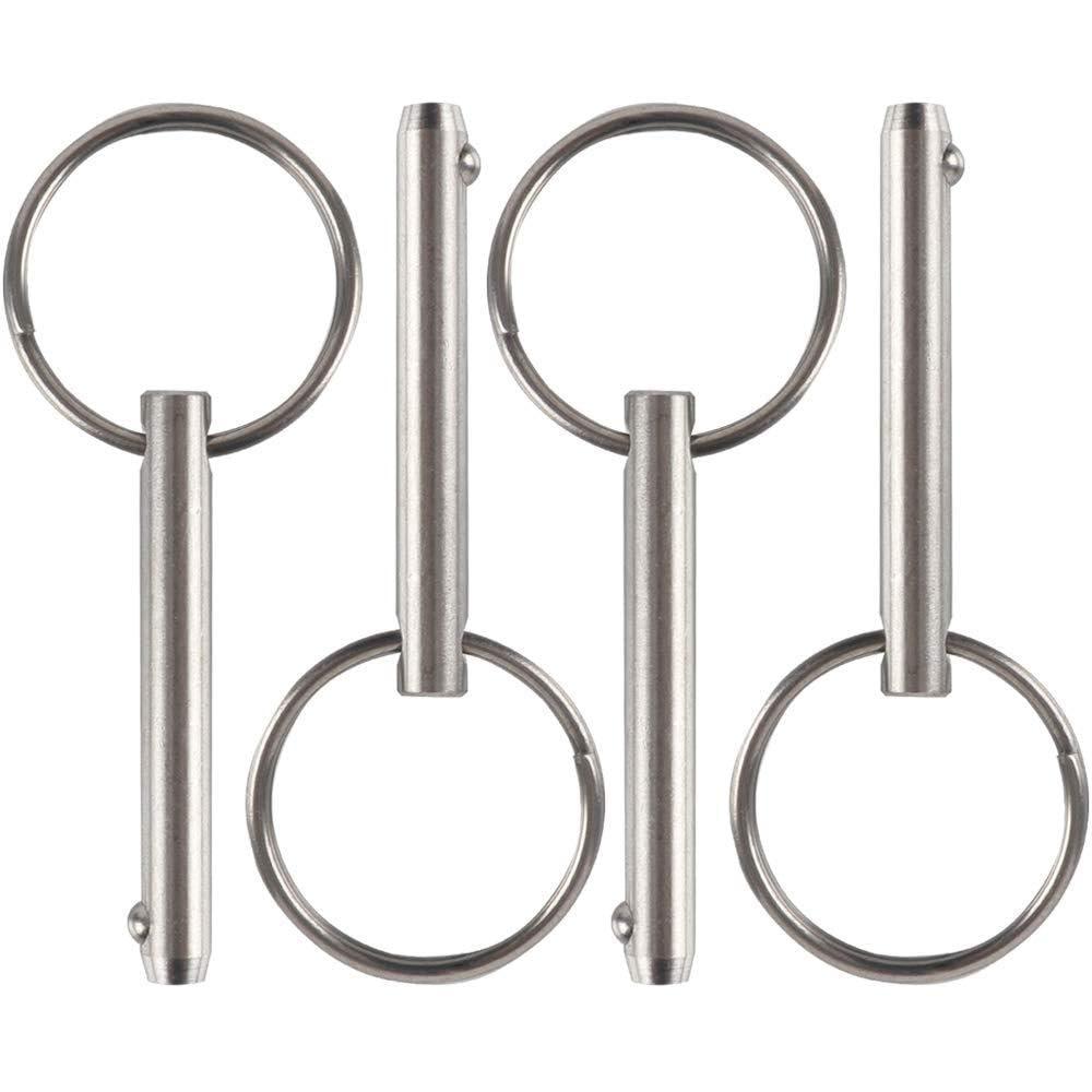 4 Pcs Quick Release Pin, Diameter 1/4", Usable Length 1-1/2", Overall Length 2", Full 316 Stainless Steel, Boat Bimini Top Pin, Marine Hardware