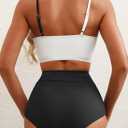 Herseas Women 2 Piece High Waisted Bikini Sets Color Block Popular Swimsuit 2026 Summer Beach Best Bathing Suits Medium