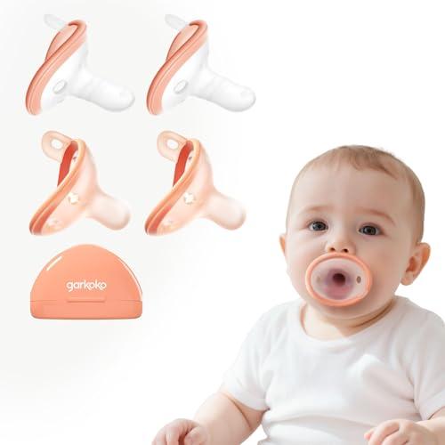 Garkoko 2 Pack Baby Pacifier Set with Case, Soothing Infant Pacifiers for Daily Use, Non-Contact Shield, BPA-Free Food-Grade Silicone