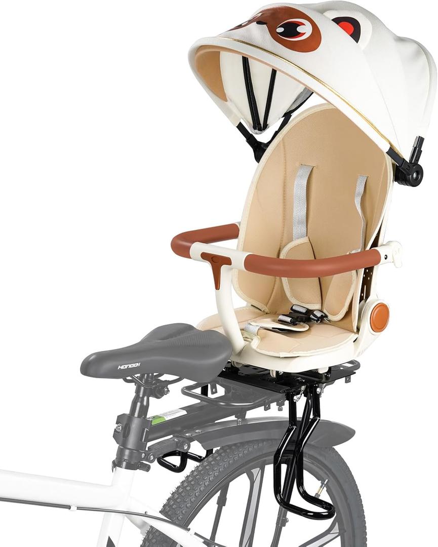 XIEEIX Rear Child Bike Seat,Rear Mounted Child Bike Seats,Back Mount Child Seat with Back Rest Armrest Foot Pedals,Width Adjustable Bicycle Rear Seat,Fits All Bicycle Rear Frames