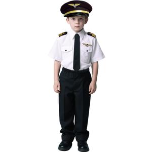 Airline Pilot Costume for Kids Captain Pilot Uniform for Career Day Halloween Dress Up Birthday Gifts, Size Medium