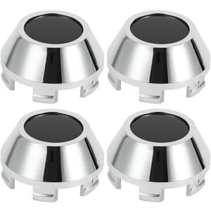 4Pcs Car Wheel Hub Center Caps, 64mm 2.52"OD Universal for Car Durable ABS Plastic Silver Tone Black Front and Rear Wheels