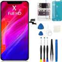 for iPhone X Screen Replacement 5.8 Inch COF FHD Display 3D Touch Digitizer with Waterproof Adhesive + Tempered Glass + Repair Kit for Model A1865, A1901, A1902