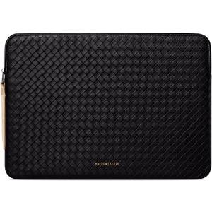 Comfyable Woven Laptop Sleeve 13 Inch 14 Inch Compatible with MacBook Air M5 & MacBook Pro M5 Pro/Max 2026, Faux Leather Mac Travel Case for Men Women, Black