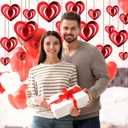 3 x 32 Pcs Valentines Day Hanging Hearts Decorations 3D Heart Hanging Decoration, red Heart Ornament for Valentine Day Wedding Anniversary Engagement Romantic Decorations Special Night Party Supplies