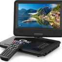 11.5" Portable DVD Player for Kids and Car with 9.5" Swivel Screen, 4-6 Hours Working Time, Car DVD Player with Dual Speakers, Remote Control, Support Sync TV, Region Free USB/SD/AV (Black)