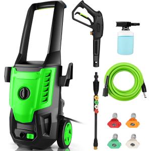 Pressure Cleaner 5000 PSI 4.0GPM Portable Power Cleaner with 4 QC Nozzles, 500ML Foam Cannon for Cars/Fences/Driveways/Home/Patios Cleaning, Green