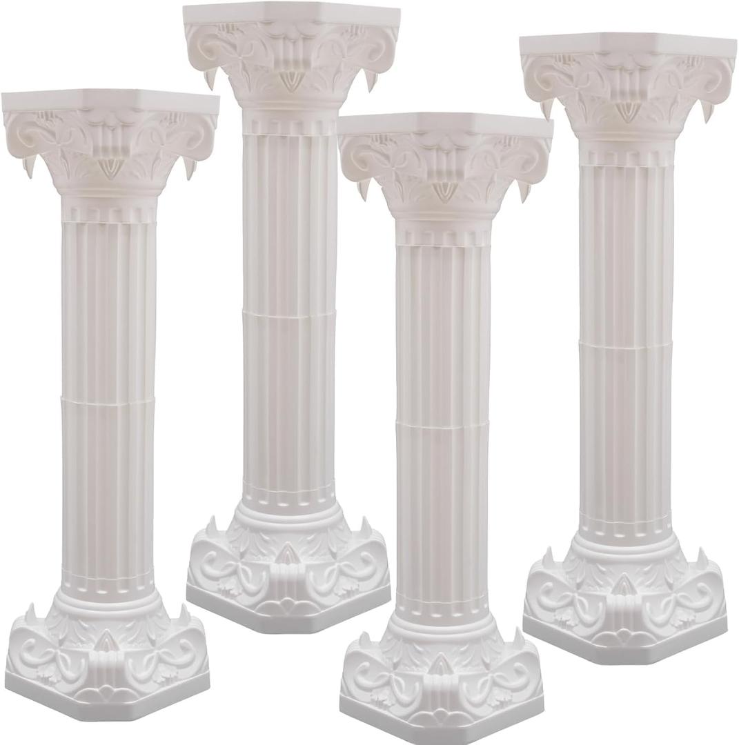 4PCS White Roman Columns Set, Roman Pillar, Wedding Pillars, Hollow Column Flower Stand for Wedding Party Event Decor, Flower Pot Columns and Pillars 10.63 * 34.65in 4PCS White Roman Columns Set, Roman Pillar, Wedding Pillars, Hollow Column Flower Stand for Wedding Party Event Decor, Flower Pot Columns and Pillars 10.63 * 34.65in