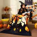 Joiedomi Halloween Blanket Soft Flannel Fleece Throw Blanket Halloween Witch Decoration for Party Sofa Bed Living Room 50"x60"