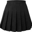 Pleated Skirt for Women Skater Skirt with Shorts Elastic Waist Plus Size Tennis Skirts (3X-Large, Black)