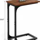 TEMI C Shaped End Table for Couch - Small Side Table and TV Tray for Eating or Laptop, Accent Desk for Chair or Sofa, Easy Assembly, Space-Saving Design for Living Room or Bedroom,Rustic Walnut