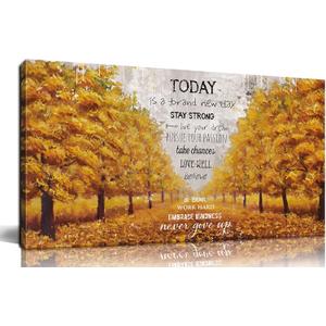CGXART Motivational Canvas Wall-Art - Yellow Wall Decor - Inspirational Posters for Office Ready to Hang Size 20" x 40"
