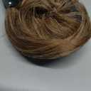 FESHFEN Claw Clip Short Ponytail Extensions - DIY Bendable Metals Fluffy Messy Bun Hair Piece Straight Synthetic Hairpieces Ponytail Extension for Women, Light Brown & Mixed Blonde