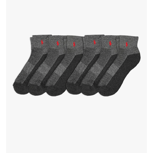 POLO RALPH LAUREN Men's Athletic Performance Cotton Ankle Socks-6 Pair Pack-Moisture Wicking Mesh 12-17