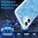 tharlet Magnetic for iPhone 16 Case with Card Holder [Compatible with Magsafe][ with Wireless Charging Wallet] Blue Flower Floral Printed Pattern Clear Case for iPhone 16 Case, Blue (6.1")