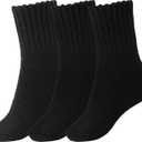 BomKinta Boot Socks for Women Winter Solid Thick Warm Socks Cozy Crew Socks Christmas Gift (Medium, Black Black Black -3 Pairs)