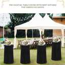 BDDC Cocktail Table Covers - 2 Pack 24"x 43" Black Cocktail Table Tablecloth with Natural Wavy Round Skirt for Bar Wedding Party Banquet