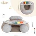 Upgraded Blublu Park Wider U-Shape Inflatable Sit Me Up Floor Seat for Baby 3-36 Months with Cover, Portable Baby Chair with Activity Sensory Tray for Sitting Up, Infant Floor Seats & Loungers, Piano (Grey)