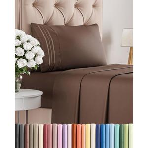 Twin Size 3 Piece Sheet Set - Comfy Breathable & Cooling Bed Sheets Set - Hotel Luxury Bedding for Women, Men, Kids, Teens, Boys & Girls - Deep Pockets, Ultra-Soft and Wrinkle Free - Oeko-Tex - Brown