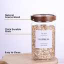 Tzerotone Glass Pantry Storage Jars with Acacia Airtight Lid, 25oz Clear Kitchen Canisters with Wood Lid, 6 Set with 132 Labels for Tea, Sugar, Spice, Herbs