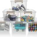 Citylife 1.3 QT 6 Pack Small Storage Bins Plastic Storage Container Stackable Box with Lids for Organizing, Clear White