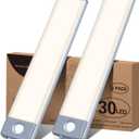 PRIORARE Motion Sensor Led Under Cabinet Lighting Wireless Cabinet Light Rechargeable, Closet Light 30Led Battery Operated for Kitchen, Closet (Warm White, 2Pack)