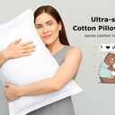 2 Pack Pillow Shams Queen Size 20x30 600 Thread Count 100% Organic Cotton White Pillow Covers with 2 Inch Flange, Soft & Smooth Premium Hotel-Quality Pillowcases Set of 2