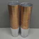 50 Pack Disposable Plastic Cups by Prestee - 14 oz Rose Gold Rimmed Plastic Wine Glasses - Heavy Duty, Pink Rim Cup - Disposable Party Cups and Fancy Wedding Tumbler - Elegant Decoration Cup for Party