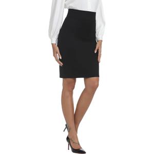 iChosy Women's Stretchy Knee Length High Waist Work Business Bodycon Midi Ponte Pencil Skirt (Black, M)