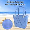 Juyeesm Medium Beach Bag, Waterproof Rubber Beach Bag, Washable Open Tote Bag Durable Tote Travel Bags for Outdoor Sport
