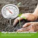 Tellegloww Compost Thermometer 39.4 Inch Stem Composting Soil Thermometer Waterproof Soil Temperature Thermometer, Fahrenheit and Celsius, Stainless Steel, with Composting Temperature Guide