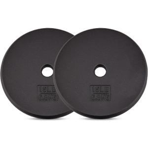 Yes4All Cast Iron Weight Plates for 1-Inch Barbells 15 lb, Single, Pair or Set of 4, Ideal for Strength Training, Weightlifting and Home Workouts