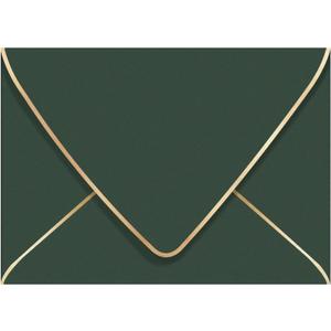 A7 Green Envelopes 50 Pack With Gold Border Christmas Envelopes 5 x 7 - V flap, Quick Self Seal, For 5x7 Cards| Perfect for Weddings, Invitations, Photos, Graduation, Baby Shower (Green)