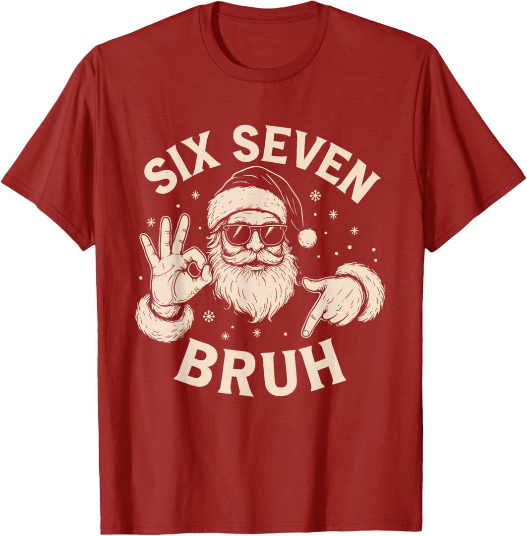 Bruh 67 Christmas Santa Six Seven 6 7 Boys Christmas Pajamas T-Shirt, S