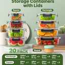 KEMETHY 40 PCS Glass Food Storage Containers with Lids(20 Container & 20 Lid), Borosilicate Glass Meal Prep Containers for Kitchen Storage and Organization, BPA-Free, Leak Proof, Reusable