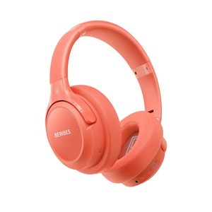 BERIBES Bluetooth Headphones Over Ear, 65H Playtime and 6 EQ Music Modes Wireless with Microphone, HiFi Stereo Foldable Lightweight Headset (Orange red)