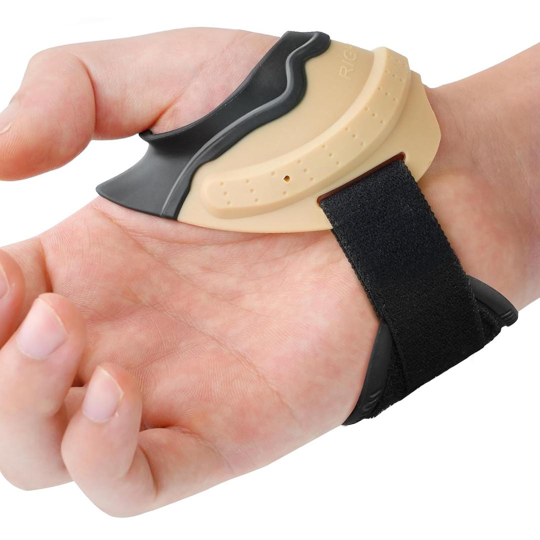 VELPEAU CMC Thumb Brace for Arthritis Pain and Support, with High Elasticity and Anti Slip Wrist Strap, Comfortable Thumb Splint Stabilizer for Osteoarthritis for Women and Men (Khaki, Right Hand, XS)