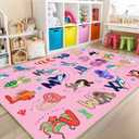 Kids Rugs for Playroom Educational Rug for Learn The ABC Alphabet, Soft Machine Washable Non-Slip Cute Carpet for Classroom Toddler Nursery Kids Room Decor Mat
