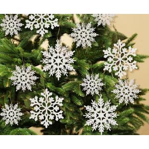 Christmas Decorations 36Pcs White Snowflake Ornaments Christmas Tree Decorations Snow Flake Ornament Indoor Plastic Glitter Snowflake Ornaments for Xmas Trees Winter Wonderland Decor
