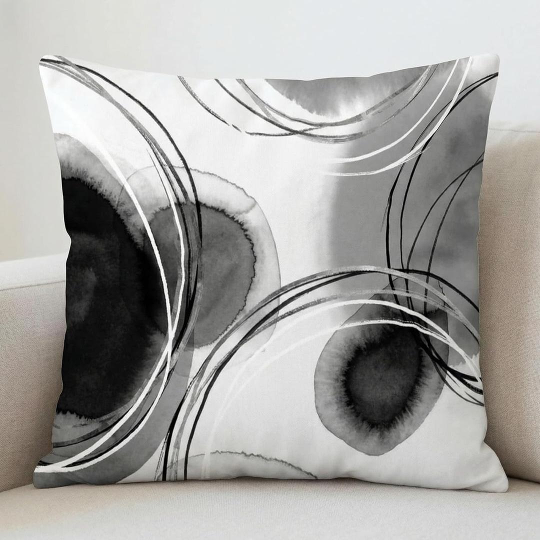 Americanflat 20x20 Throw Pillow with Sewn-in Insert - All-in-One Decorative Pillows - No Cover Needed - Soft and Durable Cushion for Bed or Sofa - Polyester - Black and White