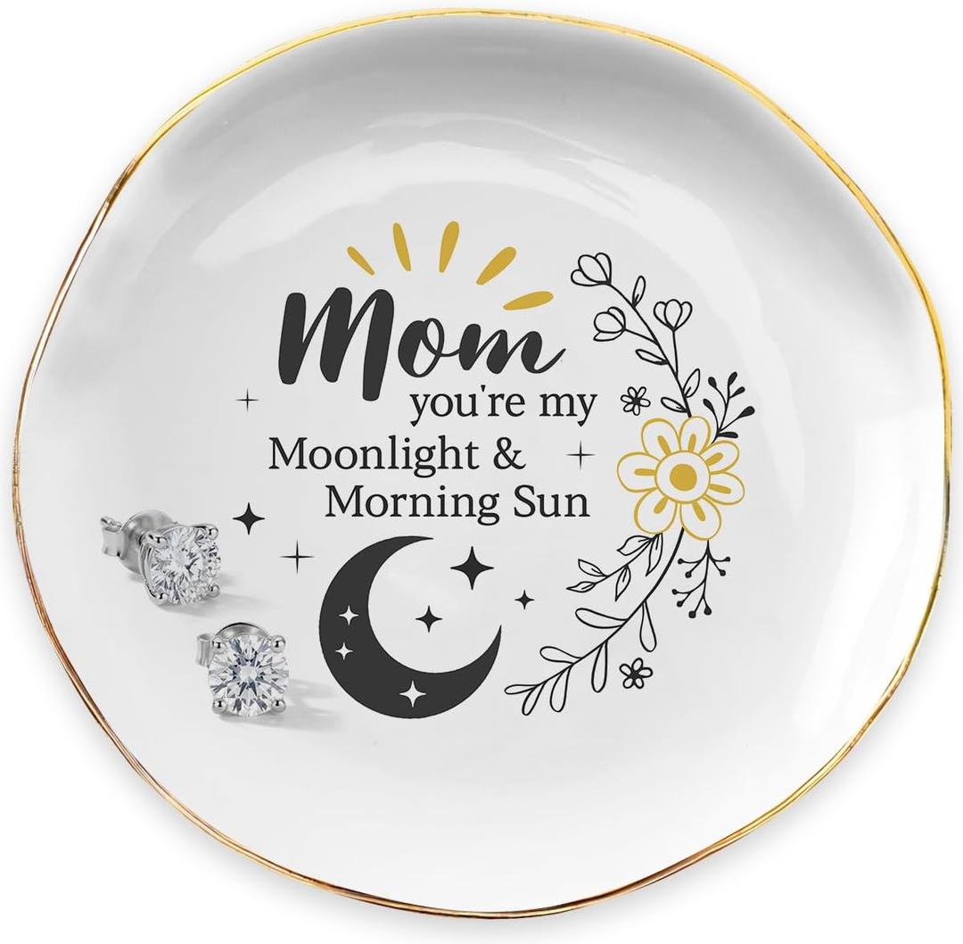 Tiny Detalles Jewelry Dish Mother’s Day Gifts – Birthday Gifts for Mom Grandma, Ceramic Trinket Dish for Decor, Thank You Mother in Law Gift, Elegant Tray for Rings Earrings Keys