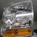 KUIPERAUTO Pair Headlights Assembly Front Lamp Compatible with 2007-2014 GMC Yukon Denali XL 1500 2500 Headlight Replacement w/bulbs Chrome Housing/Clear Lens/Amber Reflector