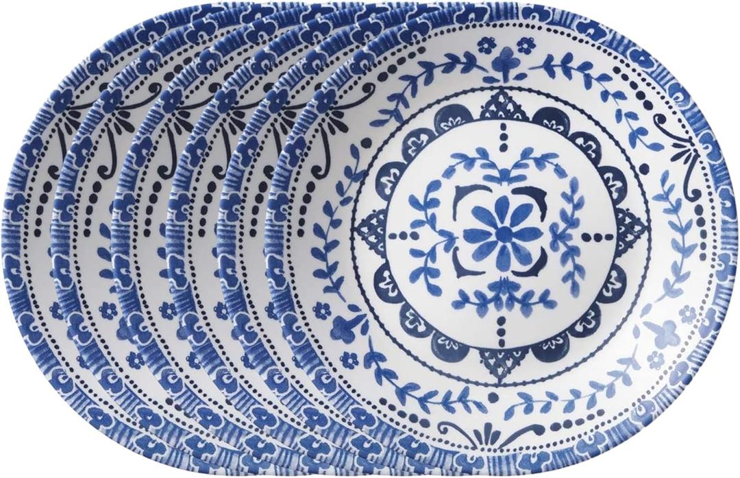 Corelle Vitrelle 6-Piece Appetizer Plates Set Triple Layer Glass and Chip Resistant, 6-3/4-Inch Lightweight Round Plates, Portofino