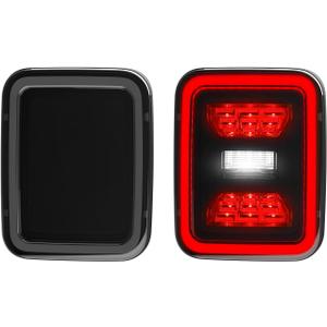 LED Tail Lights Assembly compatible with Jeep Gladiator JT 2020-2025 Accessories, Rear Brake Stop Lights Turn Signal Reverse Lights 2021 2022 2023 2024, Black Housing Smoke Lens, Pair